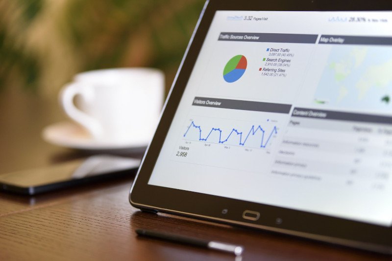 tablet dengan menampilkan dashboard website